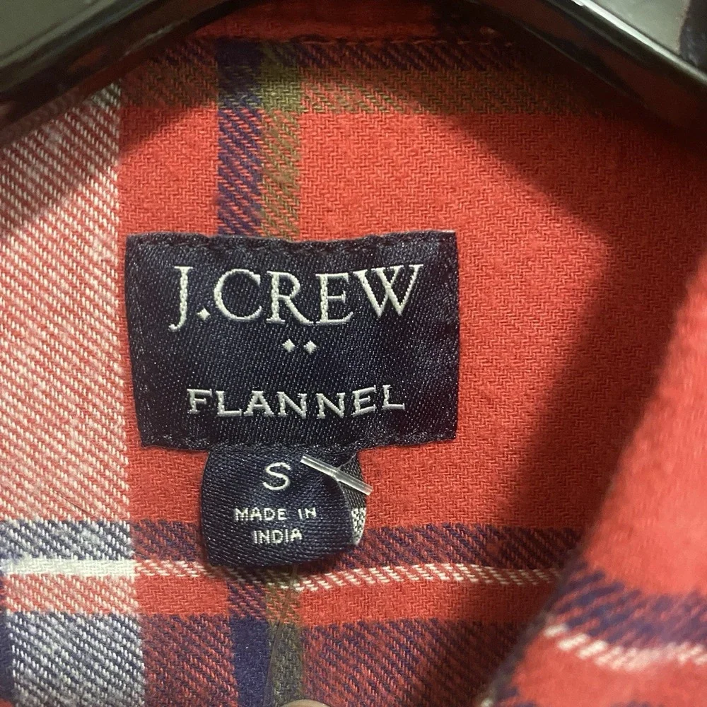 NEW J Crew Flannel Shirt Men S Red Blue Plaid Long Sleeve Button Up Work Outdoor